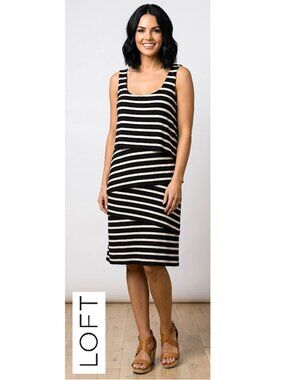LOFT - Sleeveless striped midi dress